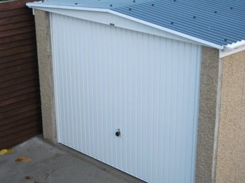 Fairford Concrete Garage Up and Over door showing some roof